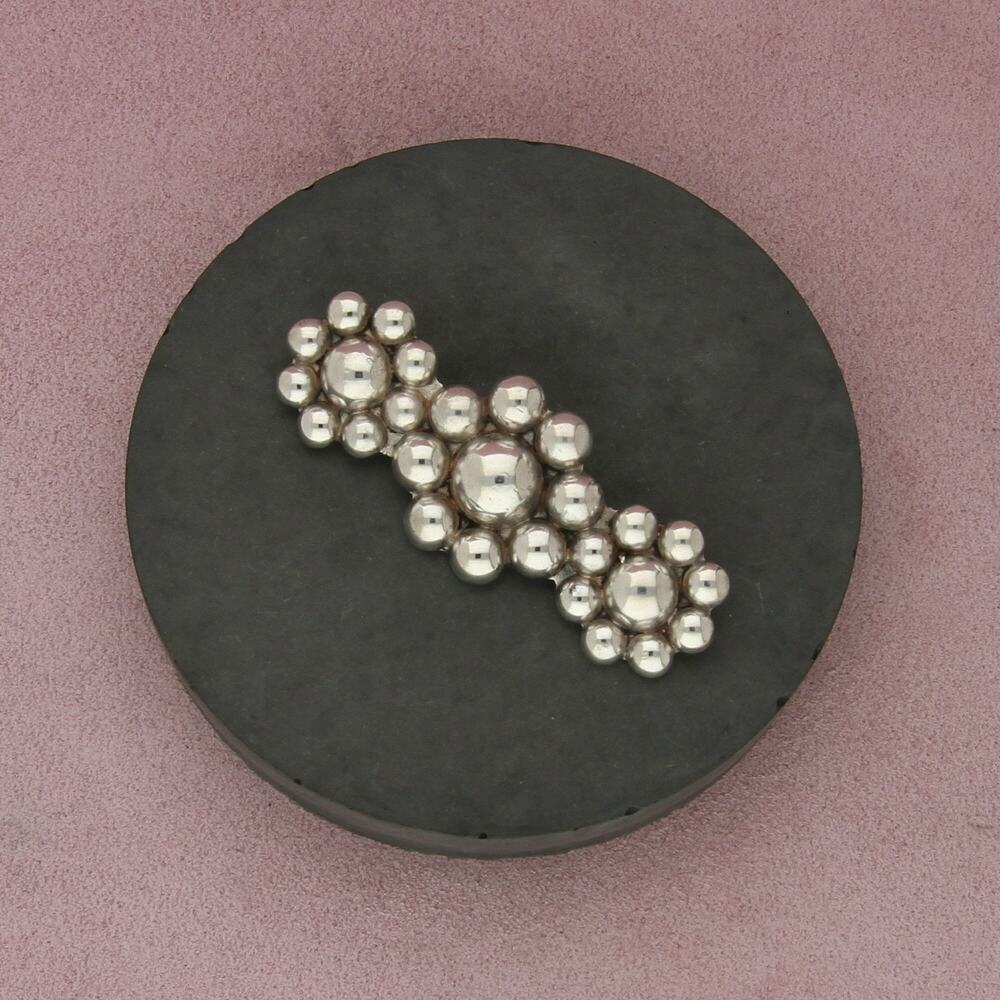 mexico sterling silver vintage 1940s beaded dome flowers brooch
